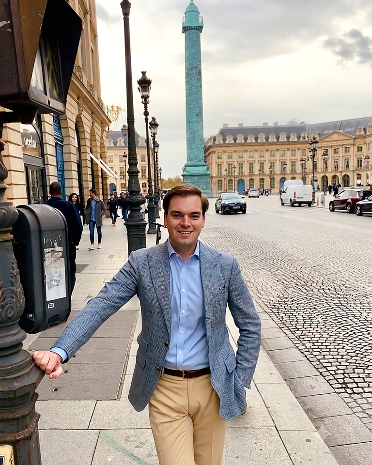 Charles E. Jones, founder of Sutton Place Management, at Place Vendôme in Paris